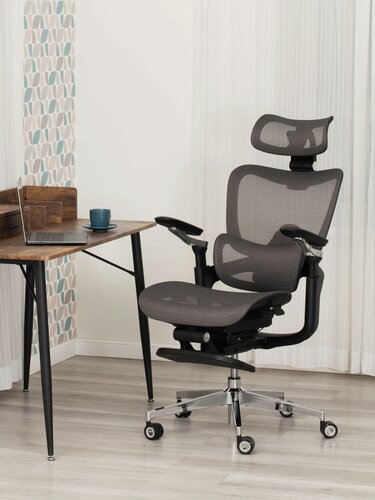 Изображение товара Кресло компьютерное офисное TetChair, с подголовником, сетка, серый