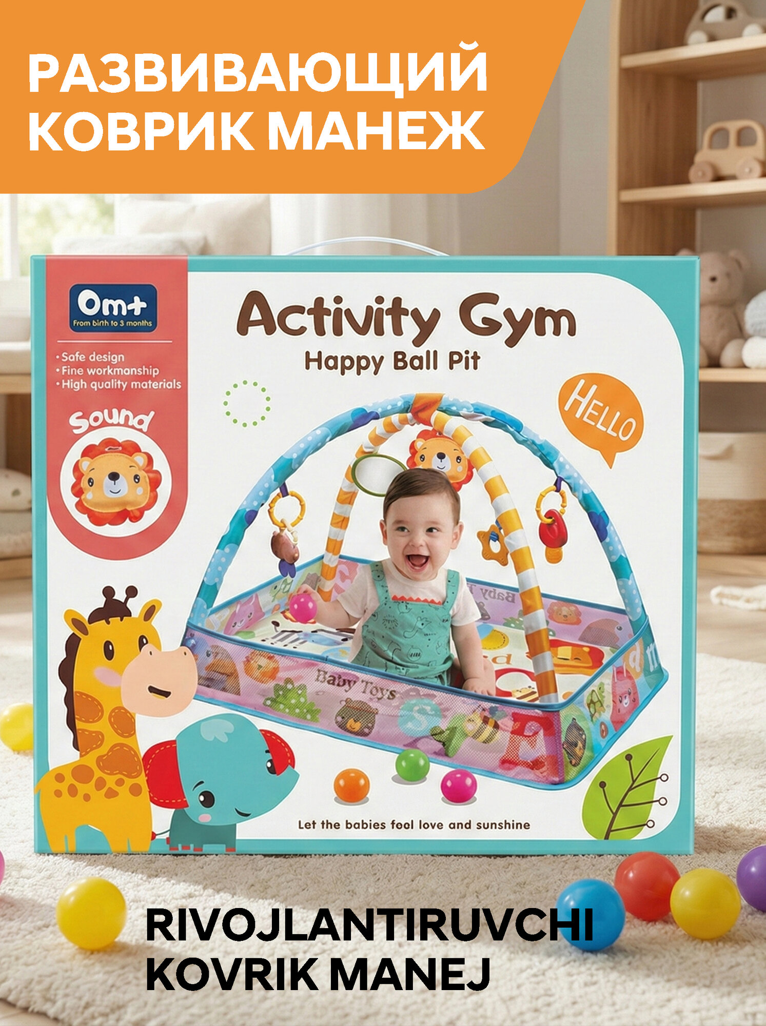 Развивающий музыкальный коврик 3 в 1, для новорожденных, пианино, дуга с игрушками