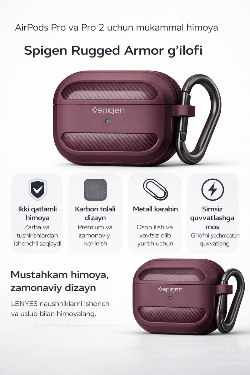 Надёжный защитный чехол с премиальным дизайном для AirPods Pro и Pro 2 Обеспечивает защиту от ударов, царапин и падений