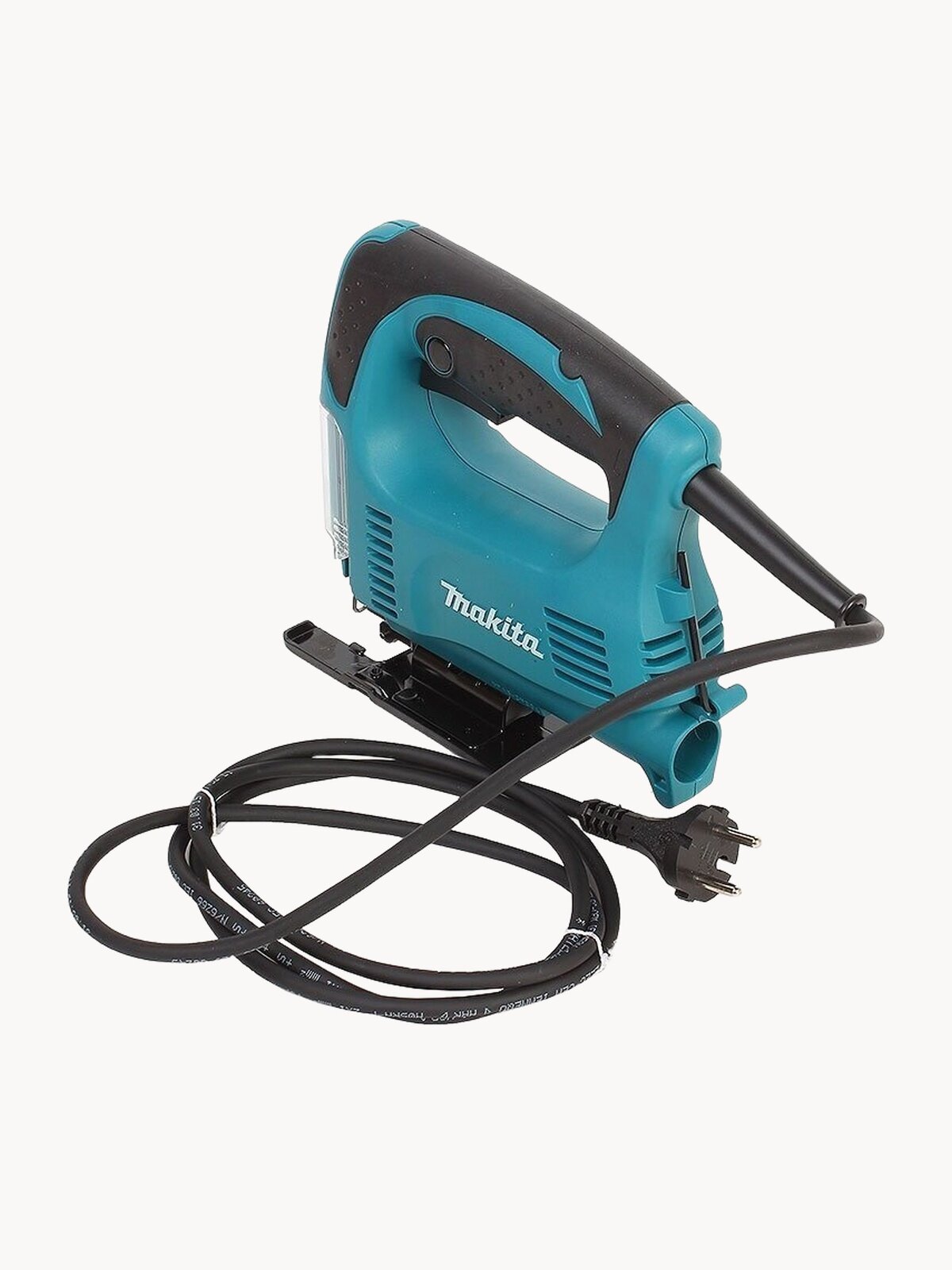 Электролобзик Makita 4326, мощность 450 Вт, питание от сети, с пилкой, синий