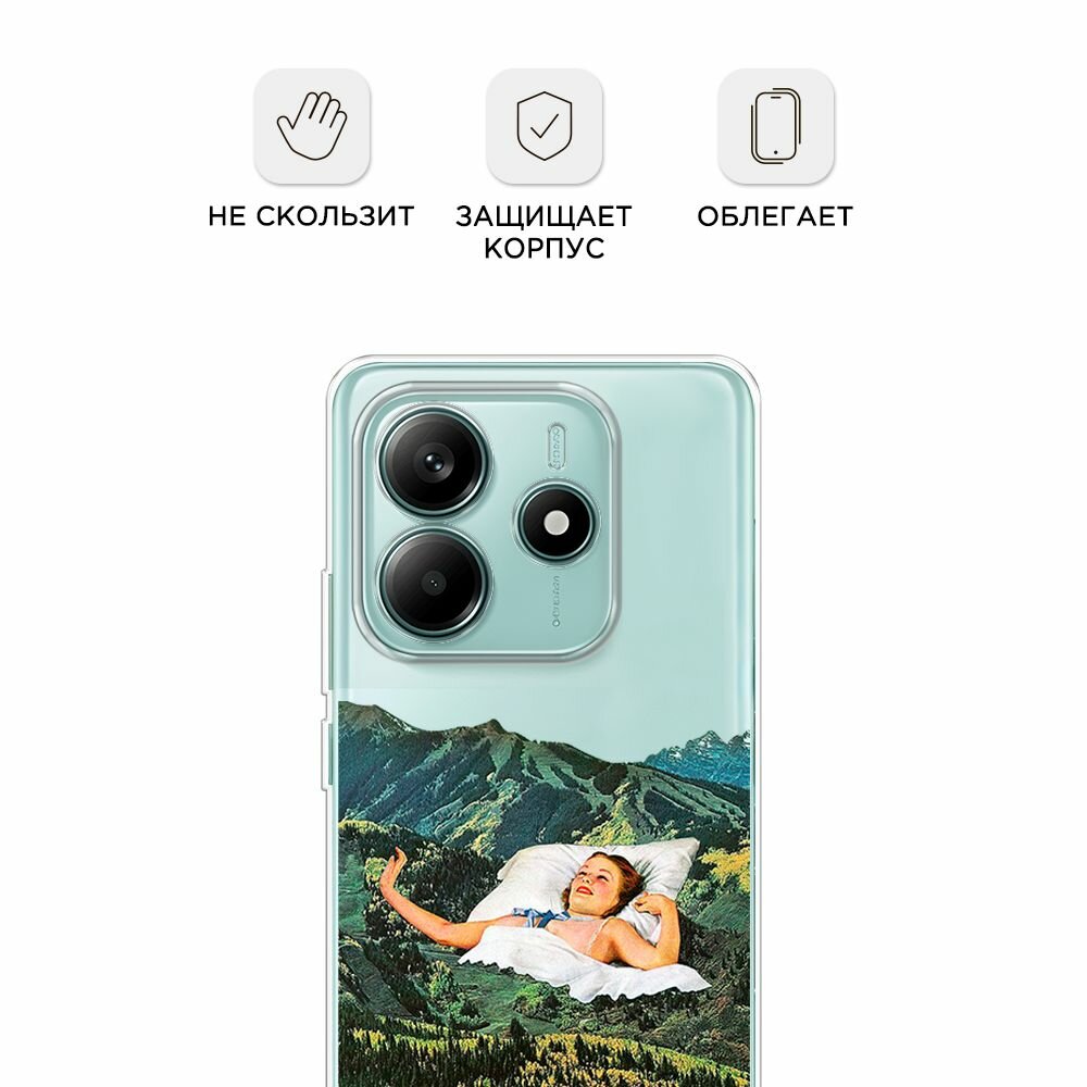 Чехол на Xiaomi Redmi Note 14 4G / Редми Нот 14 4G с принтом Good morning, my darling, прозрачный — фото 1