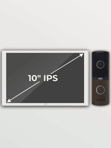 Изображение товара Комплект WiFi видеодомофон для квартиры: монитор 10" CTV-M5121 Q (W) + вызывная панель CTV-D4003NG (B), для дома, офиса, Ai-детекция, функция видеорегистратора, подключение к подъездному домофону