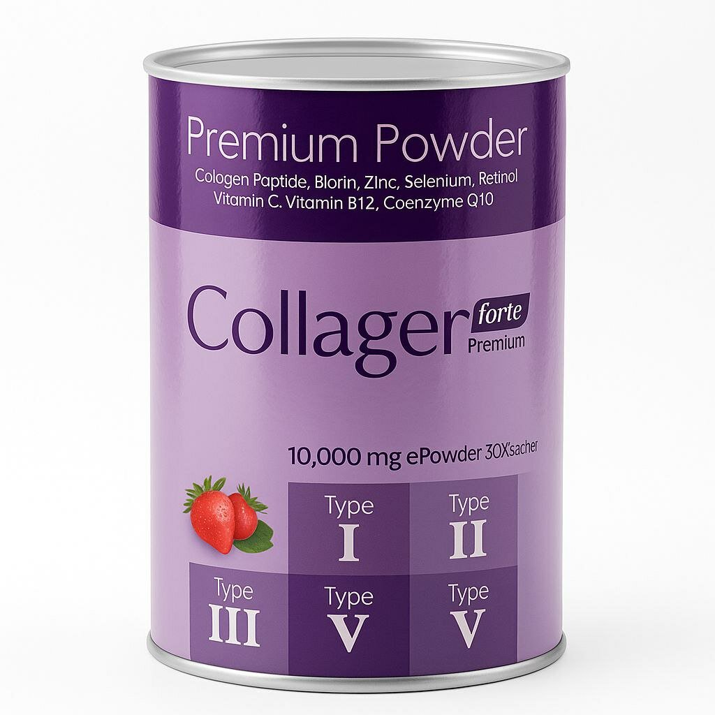 Collagen Forte Premium Powder 10,000 mg — премиальный комплекс коллагена с типами I, II, III, V и X, созданный для поддержки кожи, суставов, волос и ногтей