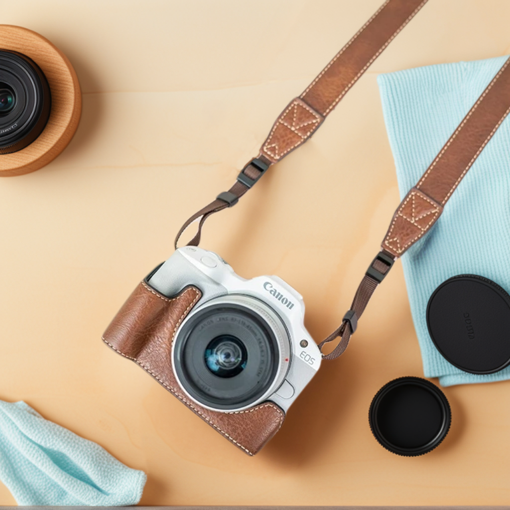 Принт водяного буйвола подставка с ремешком для камеры Canon R50/R100, бежевый