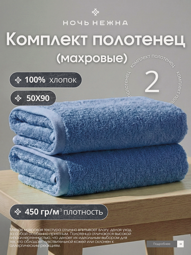 Изображение товара Полотенца махровые Ночь Нежна"Classic" 50*90см - 2шт цвет синий