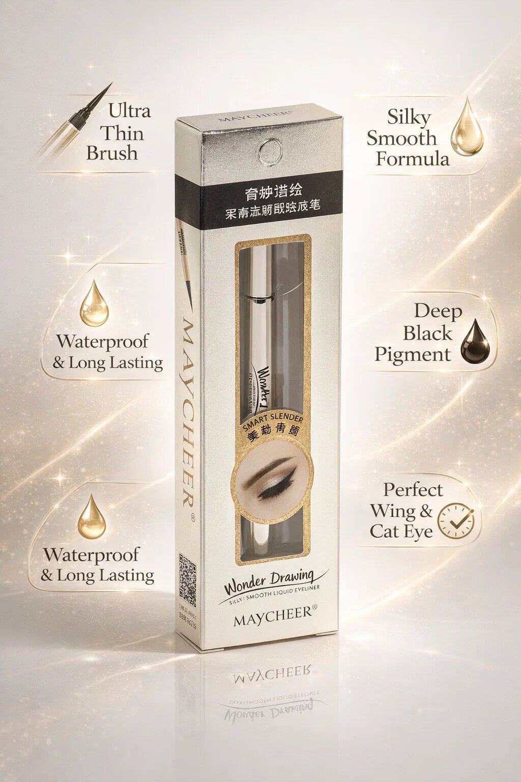 Maycheer Wonder Drawing Liquid Eyeliner – водостойкая жидкая подводка с тонкой кистью для идеальных стрелокMaycheer