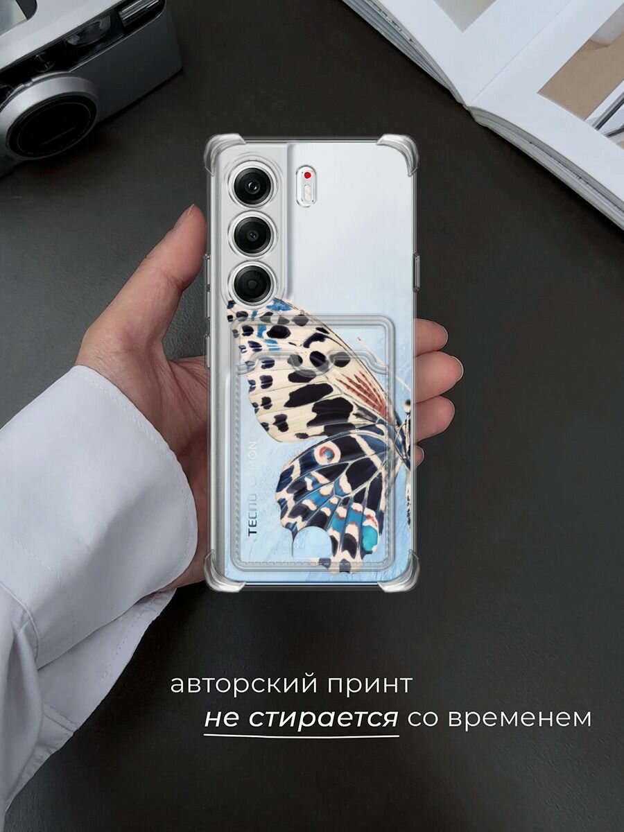 Чехол на Tecno Camon 40 Pro (Текно Камон 40 Про) с картой и принтом Половина бабочки — фото 1