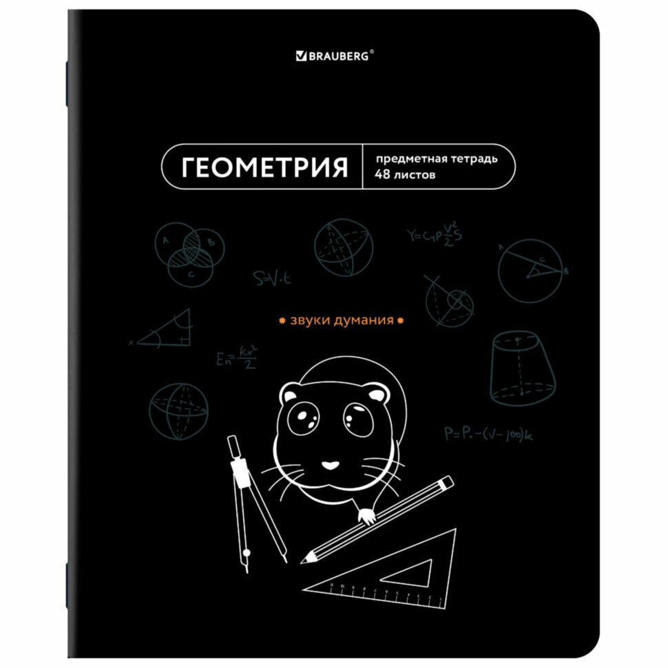 Тетрадь предметная мемы 48 л, TWIN-лак, геометрия, клетка, подсказки, BRAUBERG, 405101, 405101