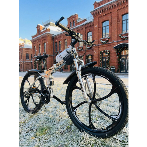 Горный складной велосипед на дисках GROM, городской, 26 дюймов / взрослый, мужской и женский для прогулки / скоростной, спортивный велик для подростков серый