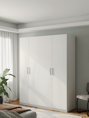 Изображение товара Распашной шкаф для одежды и хранения вещей Стайл Мульти с полками, с ящиками, со штангой для одежды, 180х60.6х229.3 см, Белый