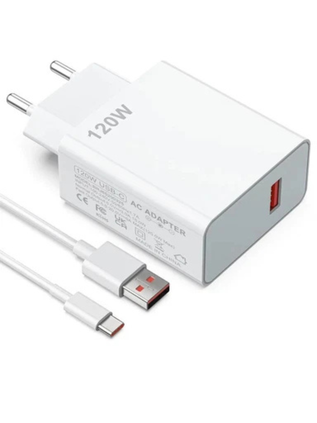 Быстрая зарядка 120W: адаптер USB-C/USB-A с двумя портами (Type-C и USB-A) для смартфонов и гаджетов