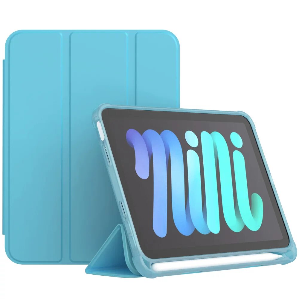 Мягкий чехол из ТПУ для iPad Mini 1/2/3 (7.9 дюйма) - небесно-голубой с отсеком для ручки