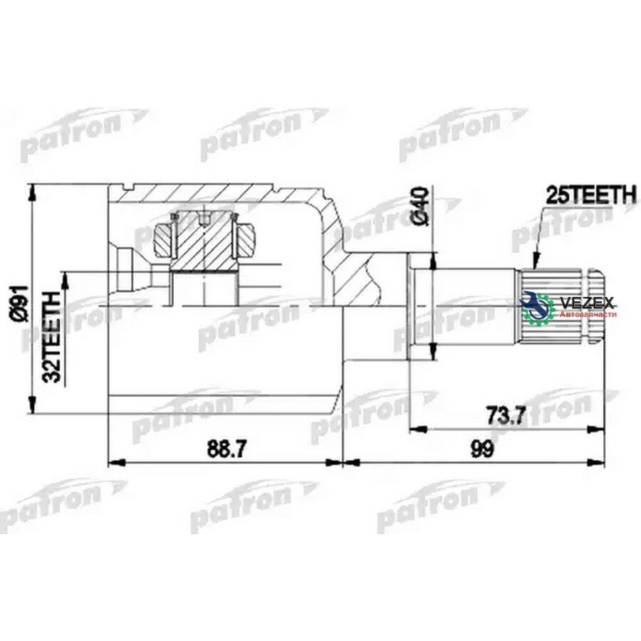 PATRON PCV9538 ШРУС внутренний