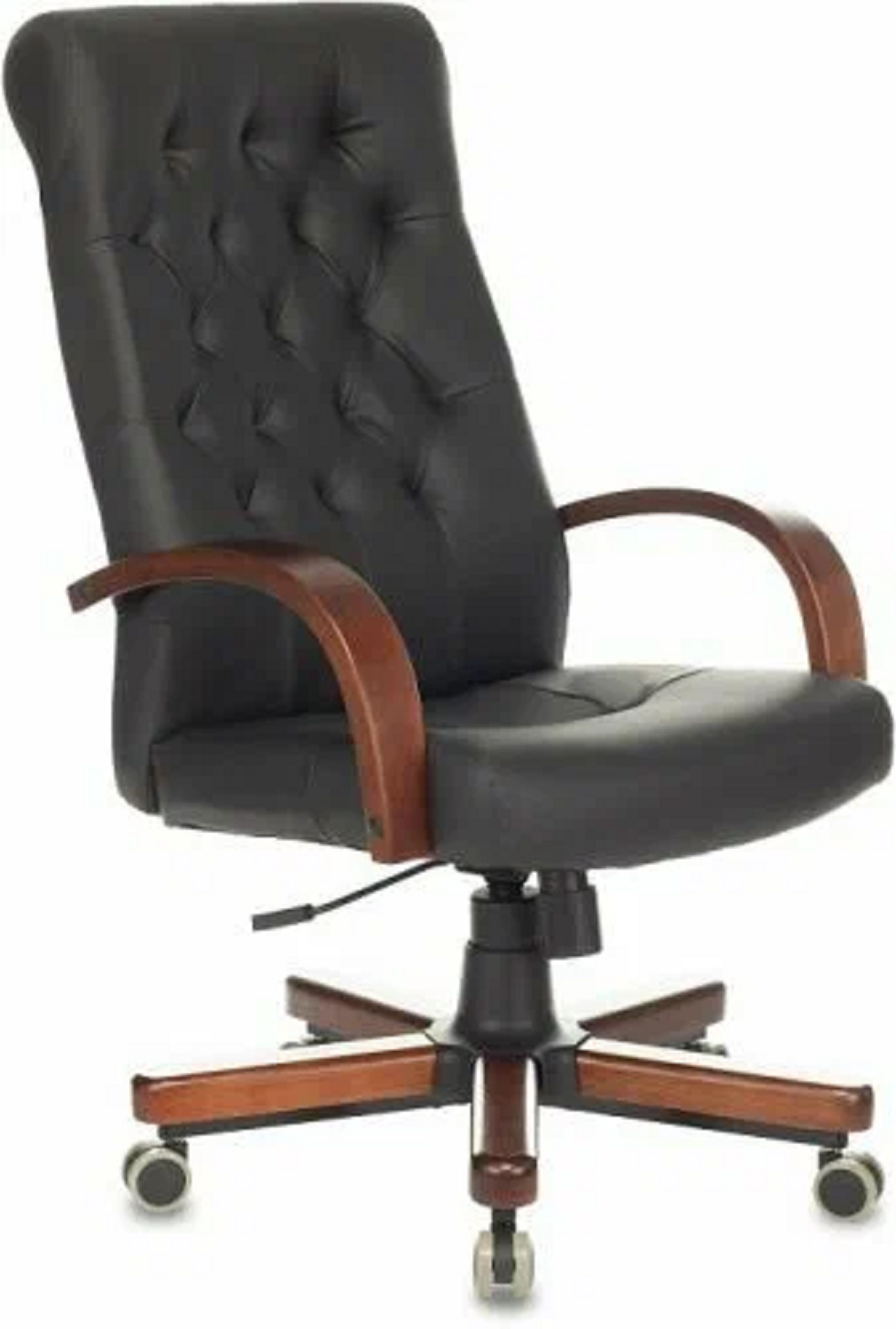 Кресло Бюрократ T-9928WALNUT/ECO-B руководителя, крестовина металл/дерево, эко. кожа, цвет: черный