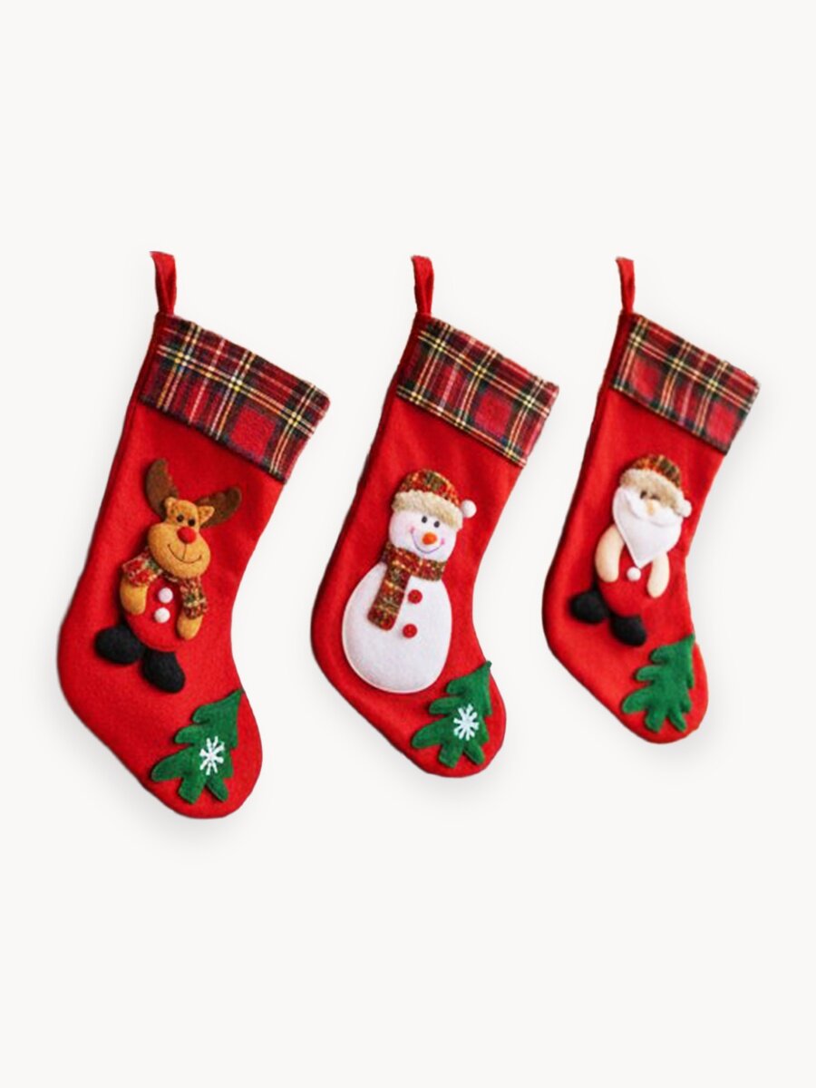 Носок новогодний для подарков, подарочные пакеты новогодние Снеговик