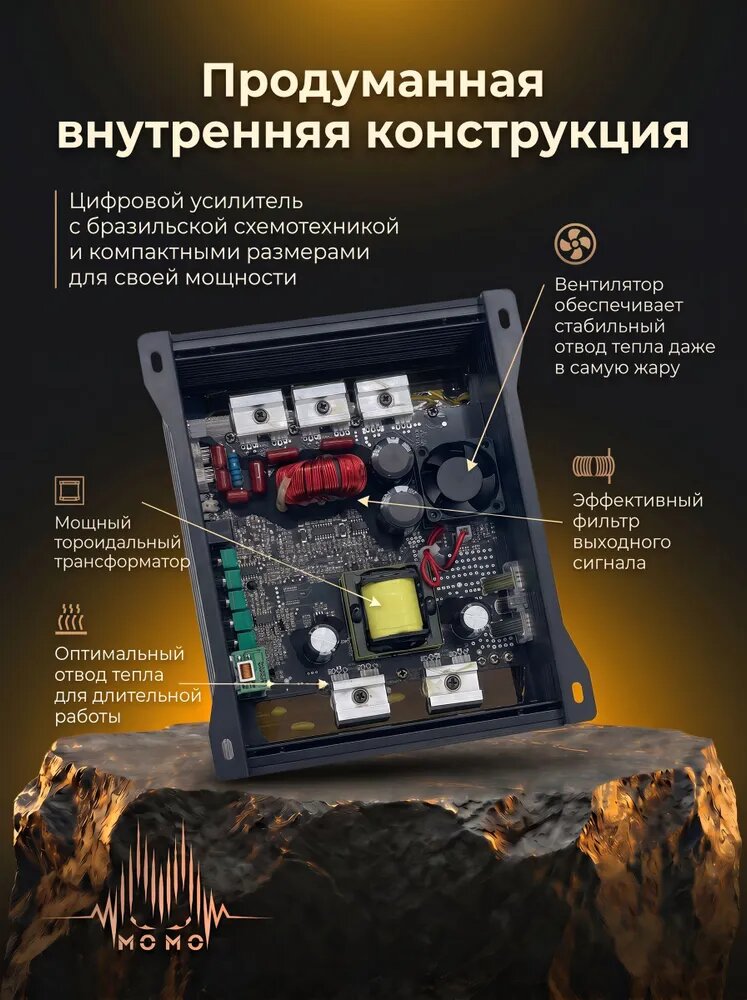 Моноблок автомобильный для сабвуфера BD-2000.1 — фото 1
