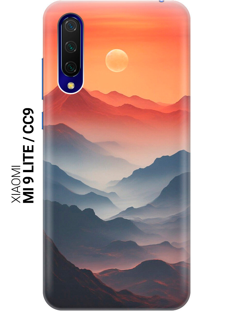 Силиконовый чехол на Xiaomi Mi 9 Lite / CC9 с принтом "Луна над горами"