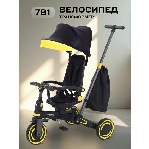 фото Детский трехколесный велосипед mowbaby trixie mc055, black/yellow