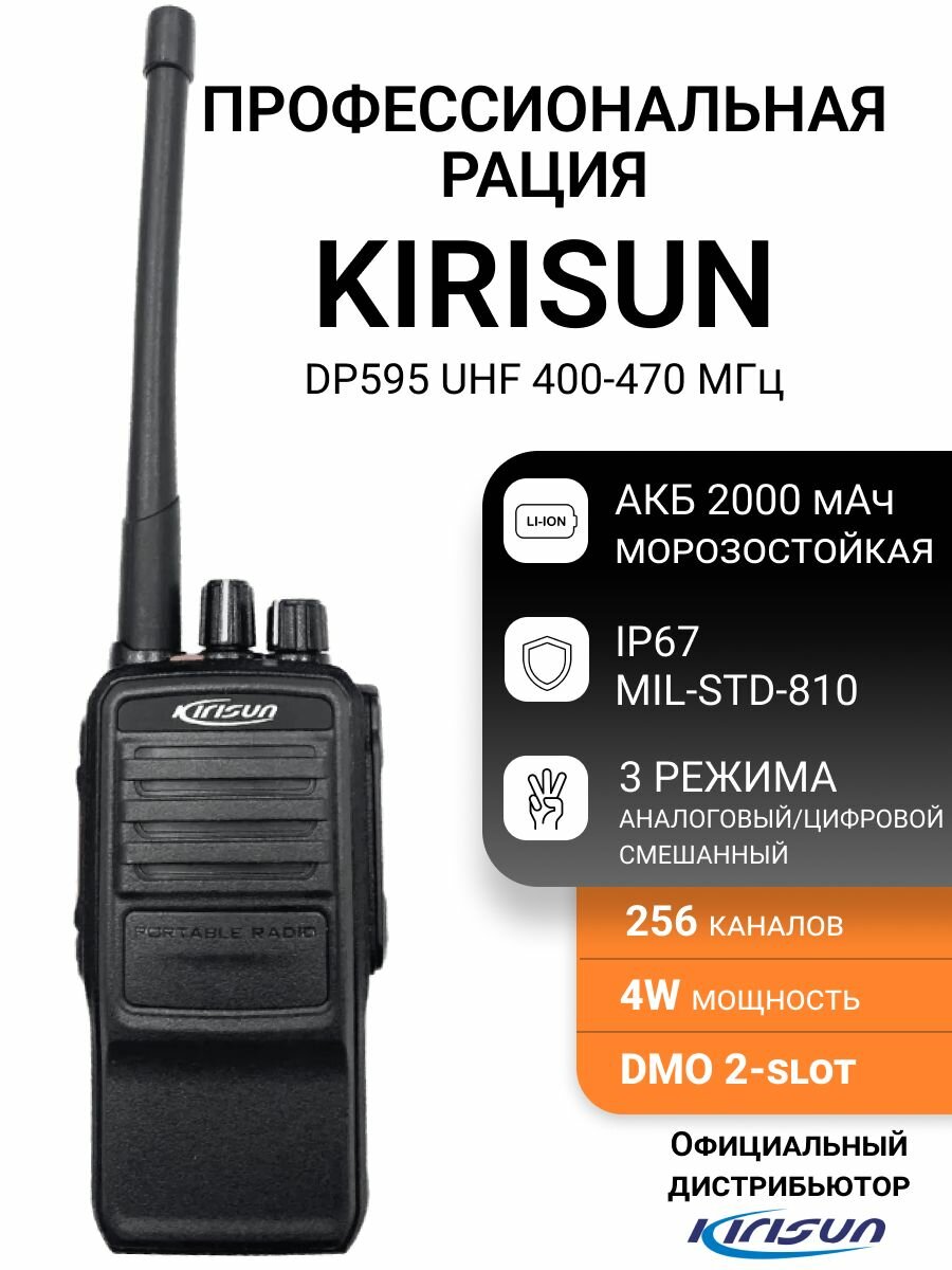 Радиостанция цифровая DP595 UHF, 400-470МГц
