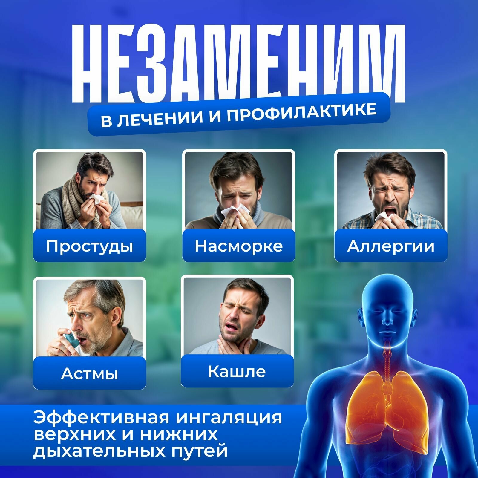 Изображение Ингалятор небулайзер портативный бесшумный для детей и взрослых/ дорожный