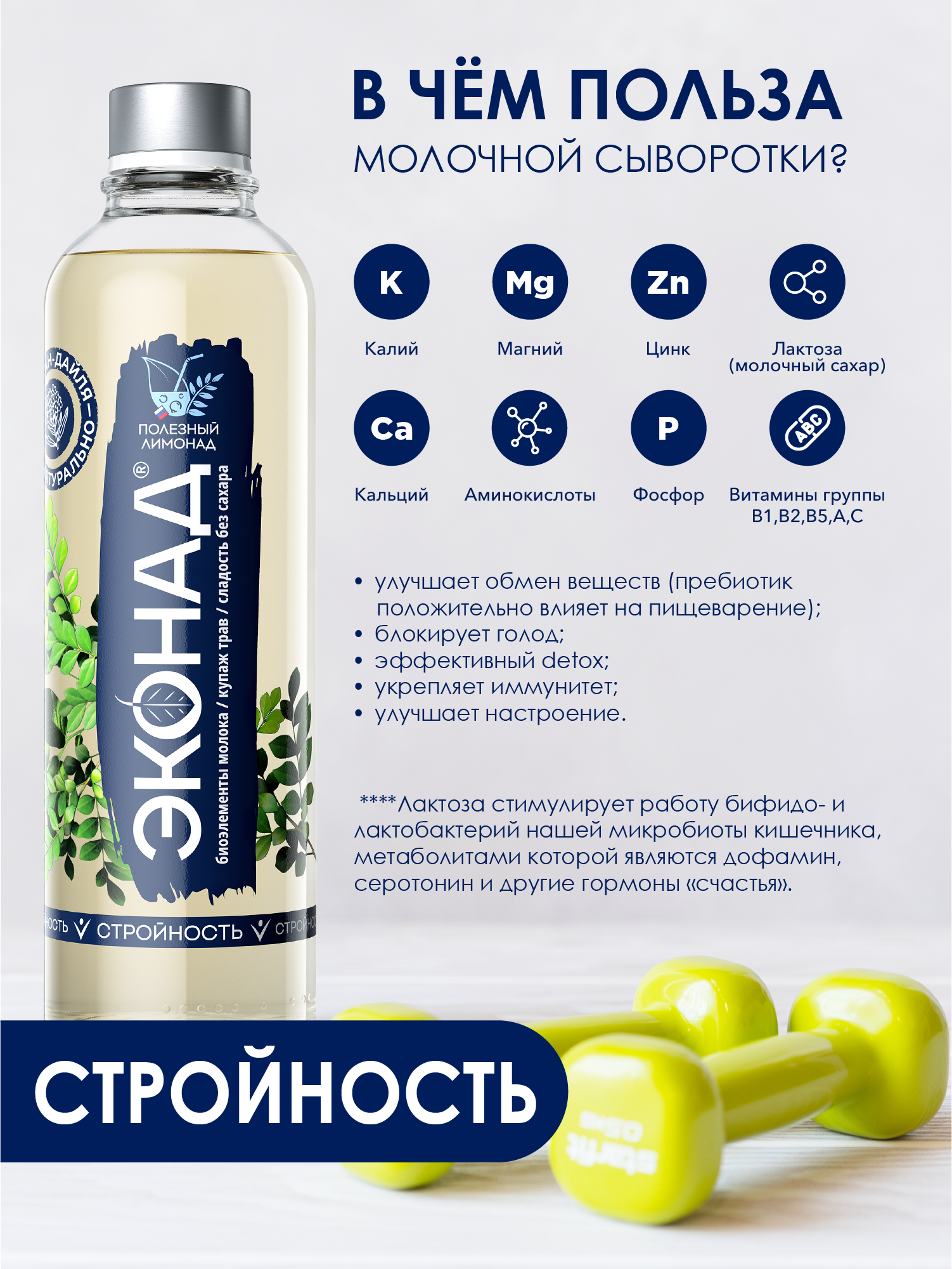 Напитки Натуральный лимонад напиток без сахара ЭКОНАД "Стройность" (8 шт x 500 мл)