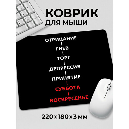 Коврик для мышки прикол мем Отрицание гнев торг депрессия 485₽