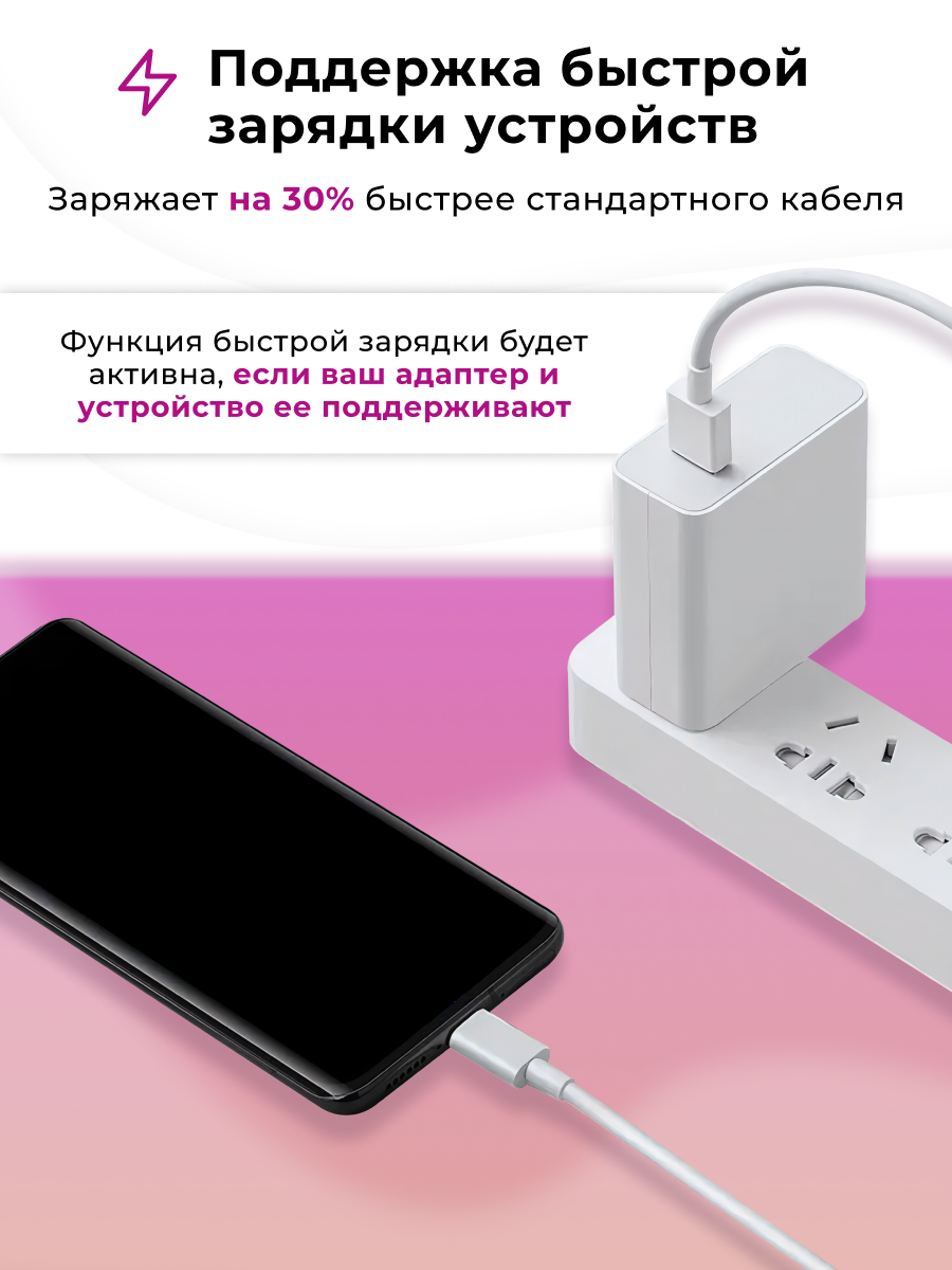 Кабель USB Lightning для зарядки, провод для iPhone, iPad, AirPods, MacBook, белый — фото 1