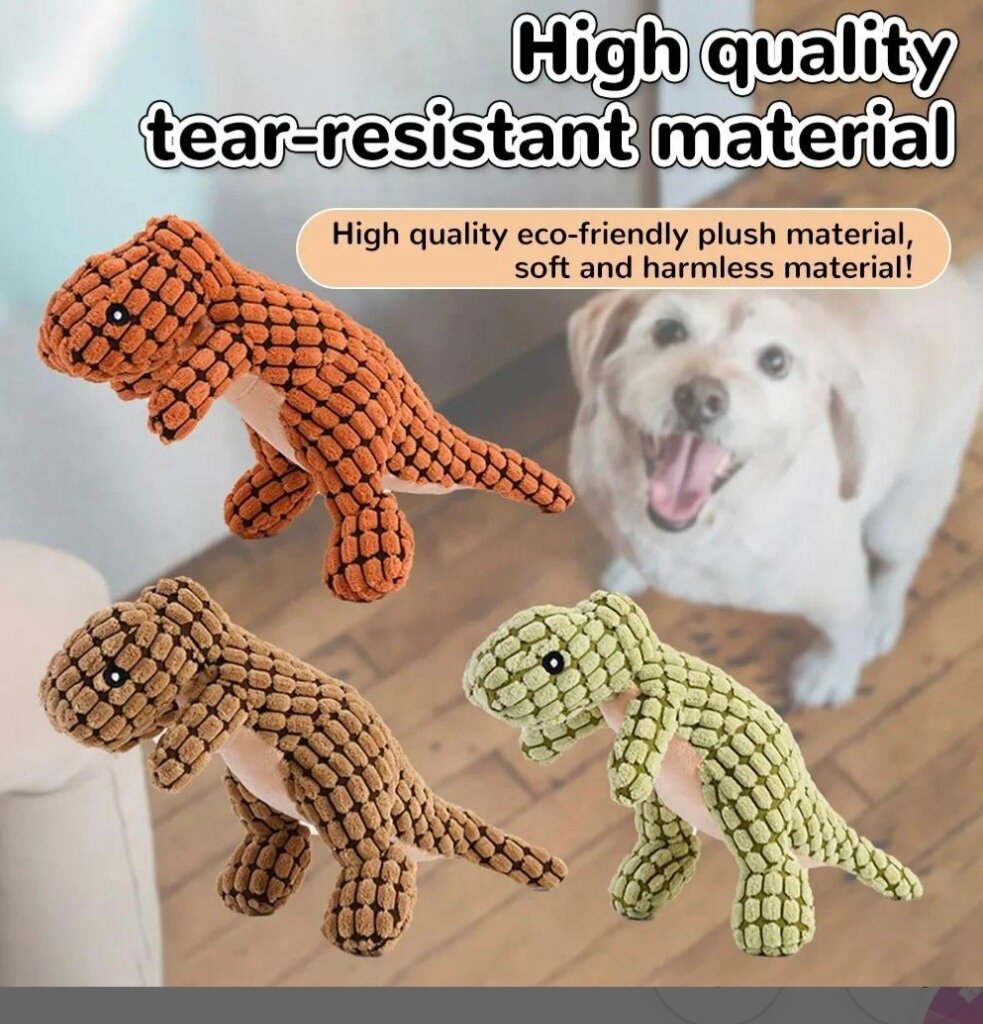 Игрушка для собак "Динозаврик" с пищалкой полиэстер зелный.