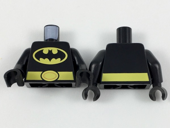 Torso Batman Logo in Yellow Oval Large, Yellow Belt with Oval Buckle Pattern / Black Arms / Black Hands, 973pb3083c01 Black U