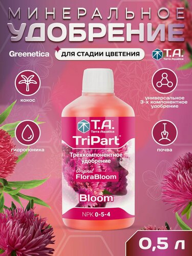 Изображение товара Удобрение TriPart Bloom 0,5 л GHE Flora Series / Минеральное комплексное универсальное 500 мл