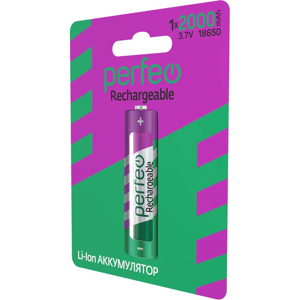 Аккумулятор Perfeo, Li-Ion, типоразмер 18650, 2200 mAh, 3.7 V, блистер — фото 1