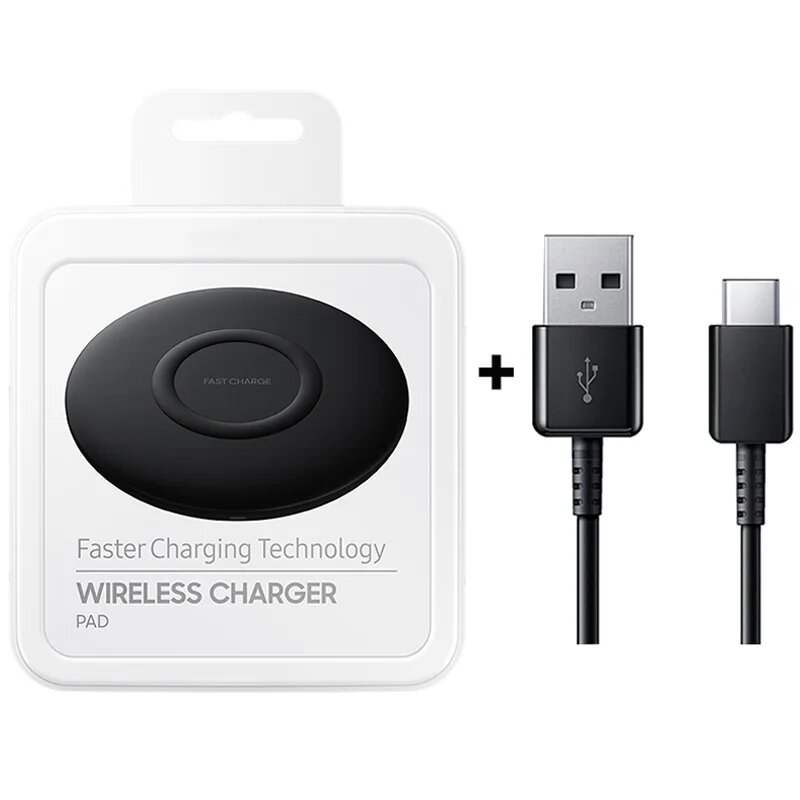 Samsung 15 Вт EP-P1100 Быстрое беспроводное зарядное устройство USB-C Кабель для Galaxy S25 S24 S23 S22 S21 Ultra S10 S9 S8 S7 S6 Plus Note 20 10 8 9, black