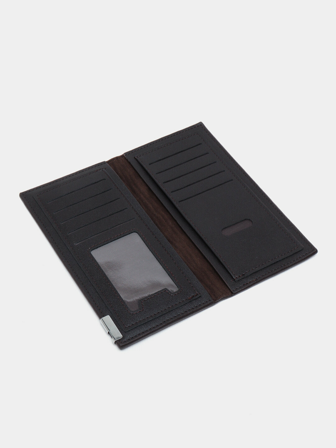 Портмоне, фактура под рептилию, глянцевая, коричневый — фото 1