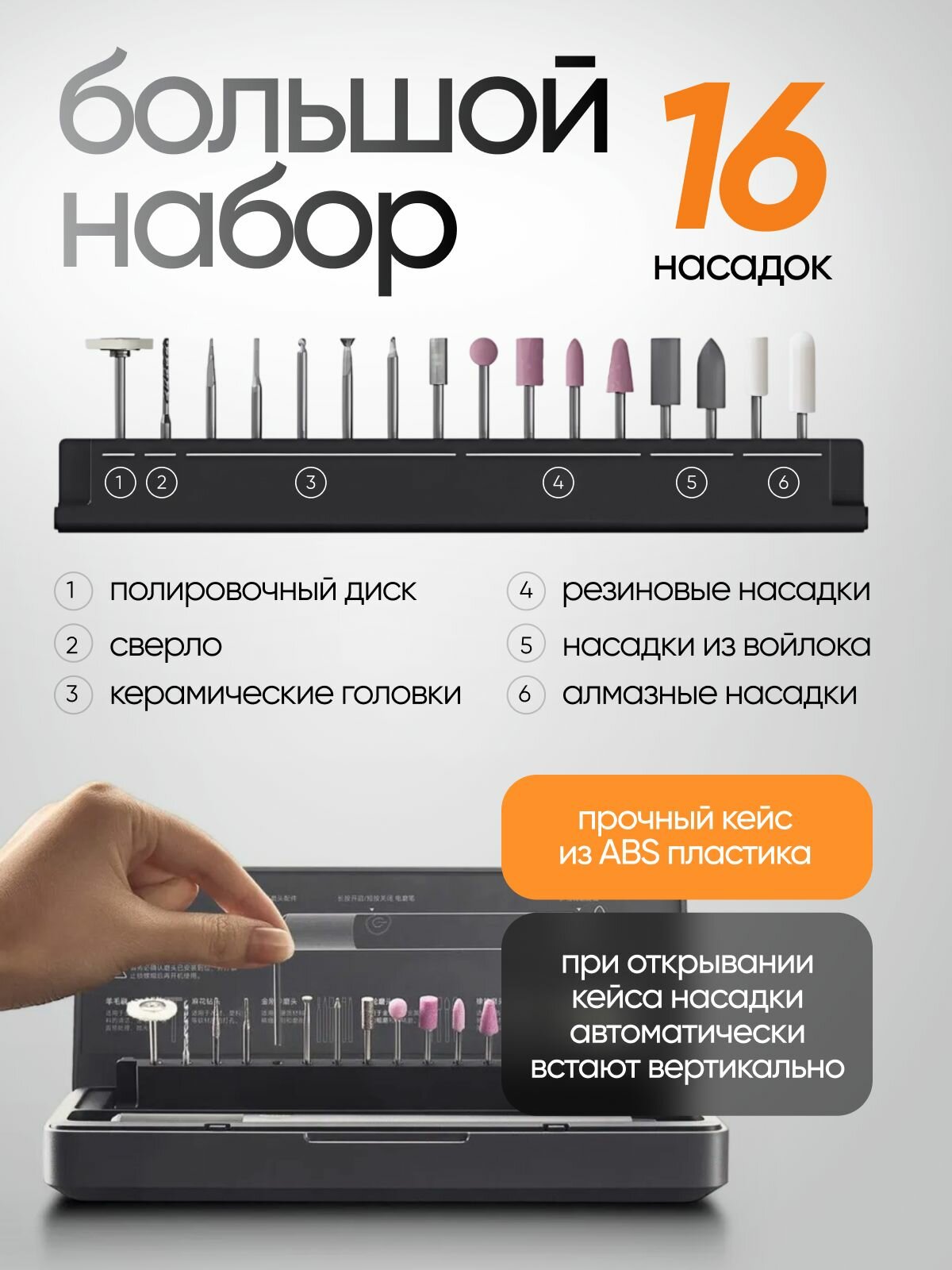 Гравер Xiaomi "Mijia Sharpening", регулировка частоты вращения, с кейсом — фото 1