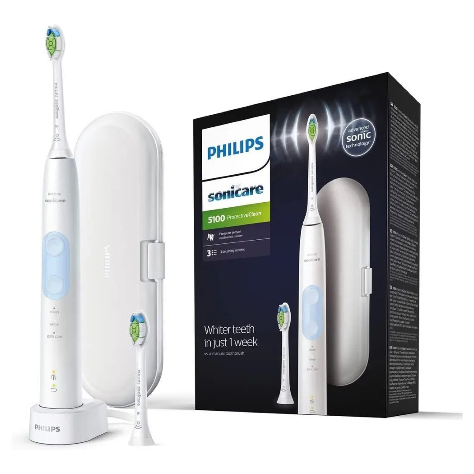 Электрическая зубная щетка Philips Sonicare ProtectivClean 5100, звуковая, для взрослых, средняя жесткость щетины