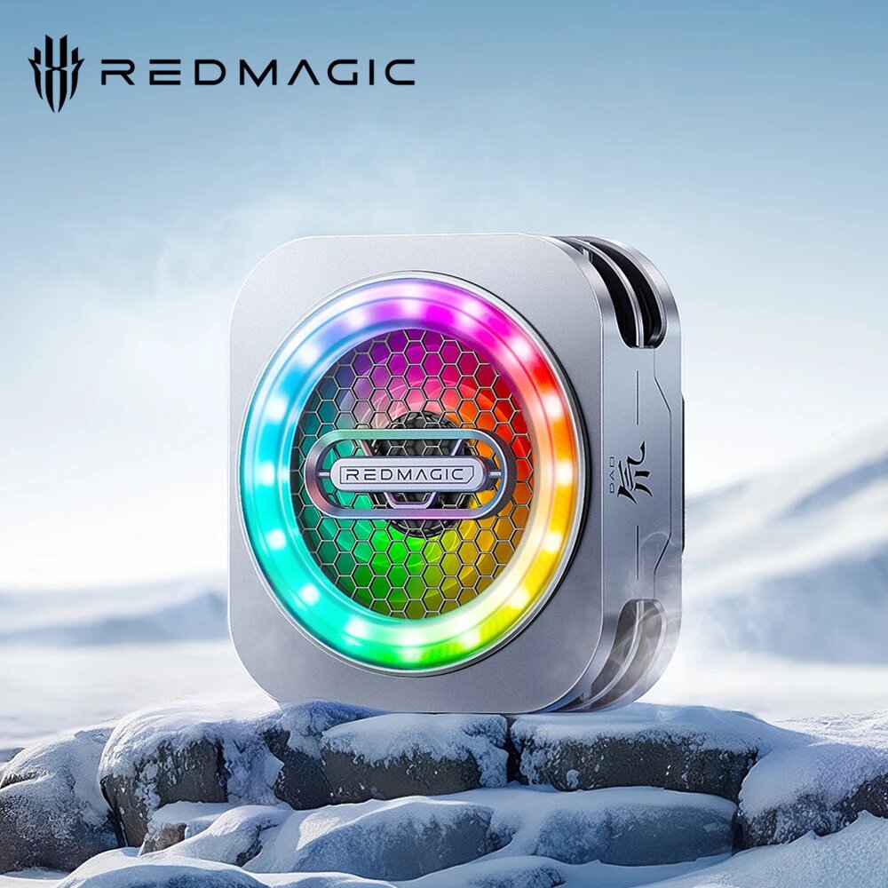 Redmagic Cooler 6 Pro Радиатор Магнитный вентилятор Кулер 30 Вт VC Жидкостное охлаждение RGB LED AI Контроль температуры для планшетного мобильного телефона, add back clip — фото 1