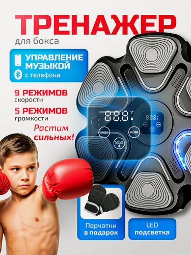 Изображение товара Тренажер для бокса Conflate, музыкальный, настенный, с Bluetooth, с перчатками, с подсветкой