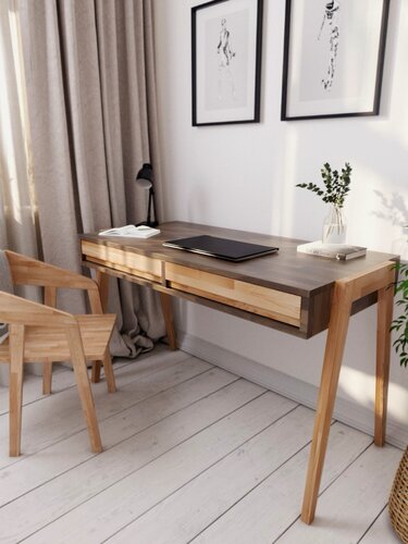 Изображение товара Стол письменный из дерева City с ящиками, 128х60х78 см, из массива березы, Равновесие