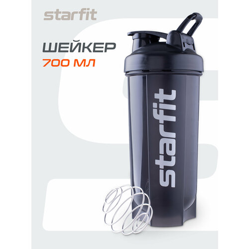 Шейкер с металлическим венчиком STARFIT Pro FB-200 сферическое дно, серый/черный
