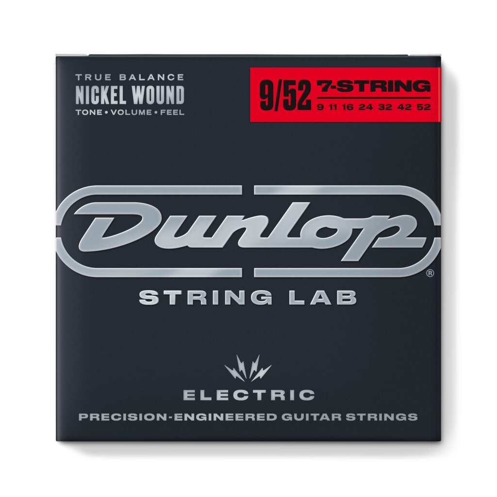 DEN0952-7 Комплект струн для 7-струнной электрогитары, никелированные, 9-52, Dunlop