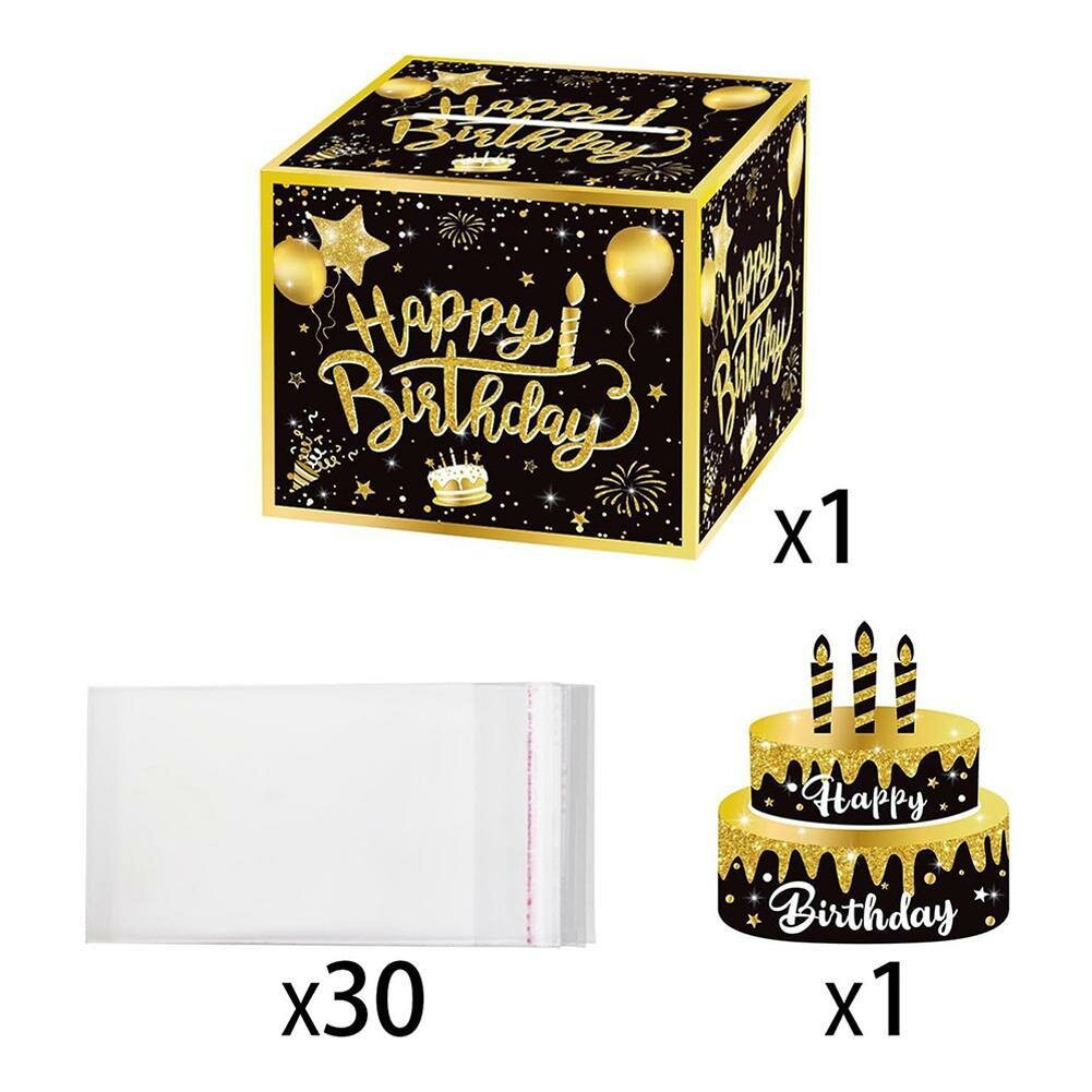 Подарочная коробка с деньгами вирусный тренд черно-золотая распаковка сюрприза декор для дня рождения с купюрами