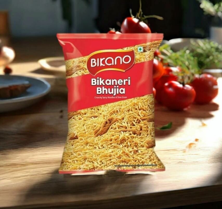Закуска Хрустящая лапша из бобов вигны BIKANERI BHUJIA Bikano пл/п, 200 гр, индийская, восточная