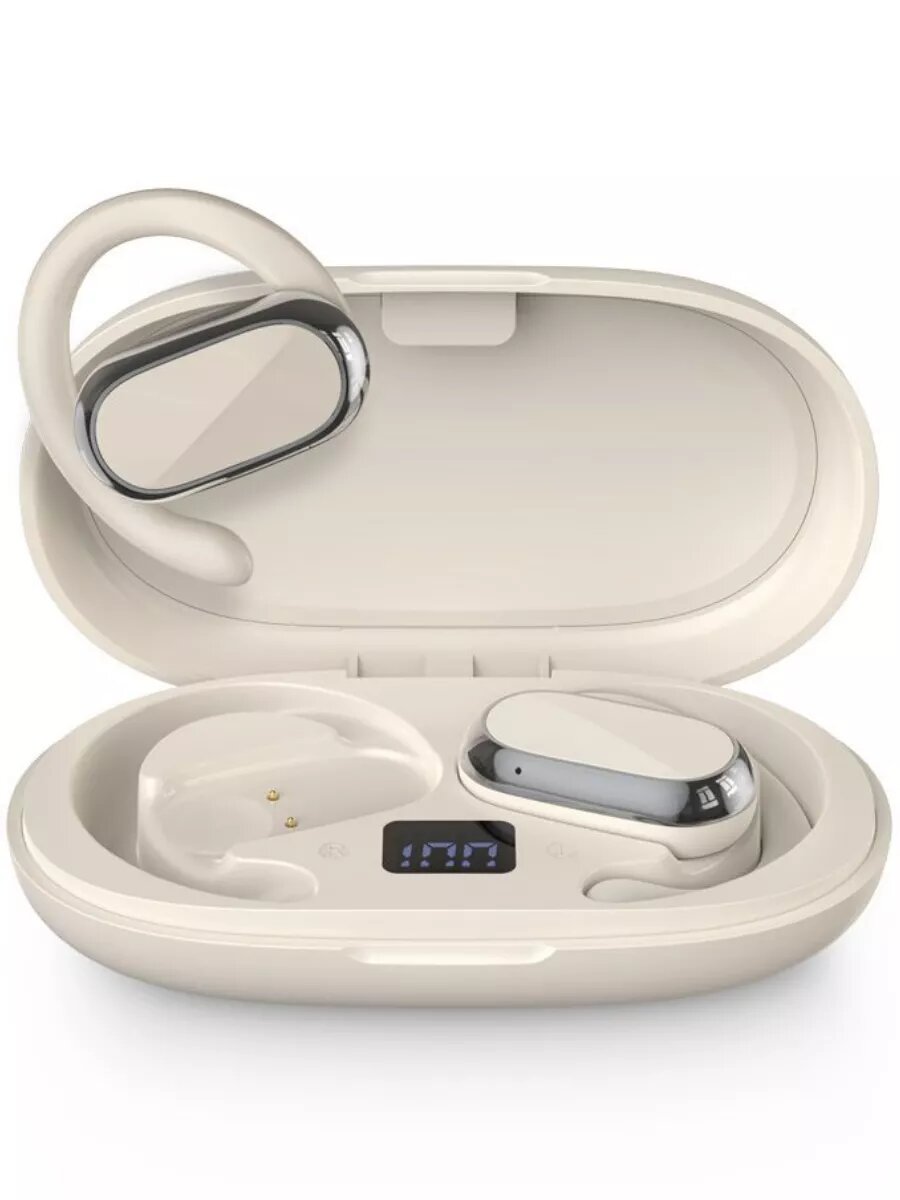 Наушники беспроводные спортивные с заушным креплением ТОК ТОП FW9, гарнитура Bluetooth 5.4 с HD микрофоном, цвет белый