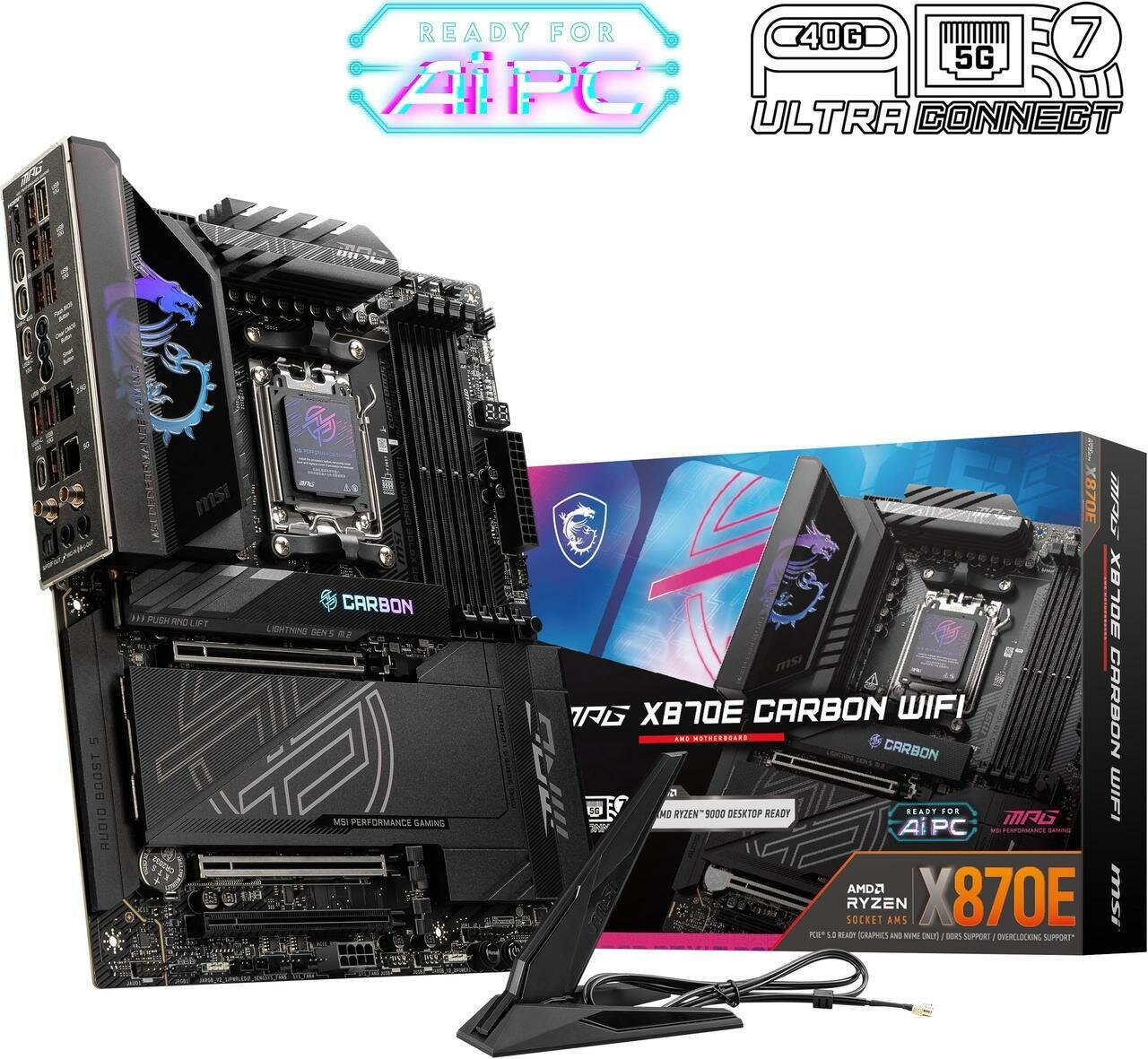 Материнская плата MSI MPG X870E CARBON WIFI, AM5, AMD X870E, ATX, RTL (MPG X870E CARBON WIFI)