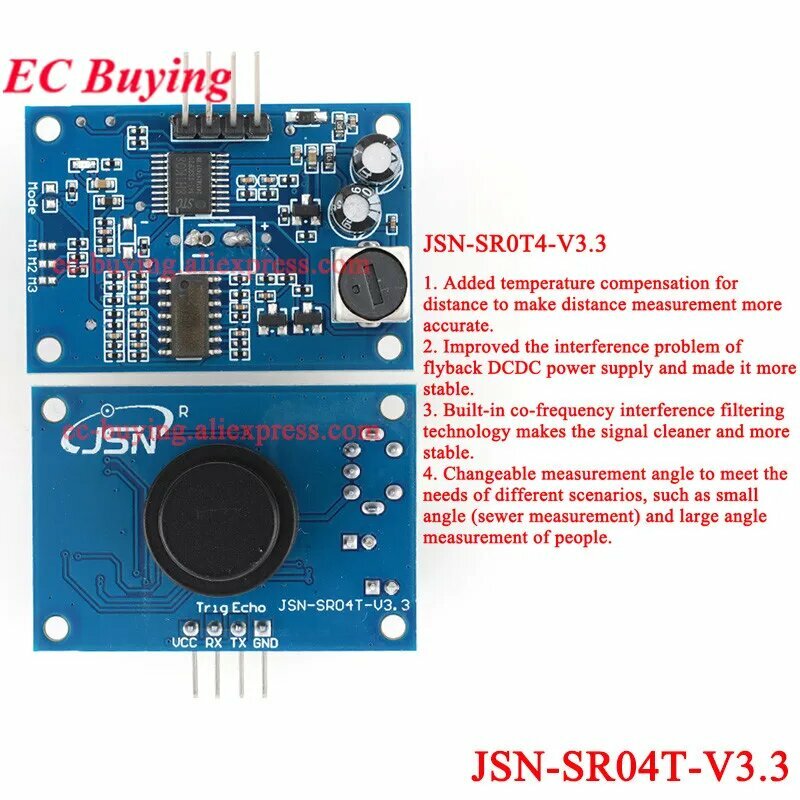 Аккустический датчик JSN-SR04T для Arduino