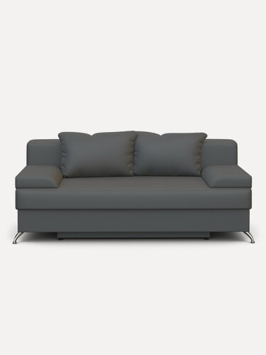 Изображение товара Диван Лайт 130х190 см, прямой, раскладной, еврокнижка, с подушками, экокожа, цвет серый