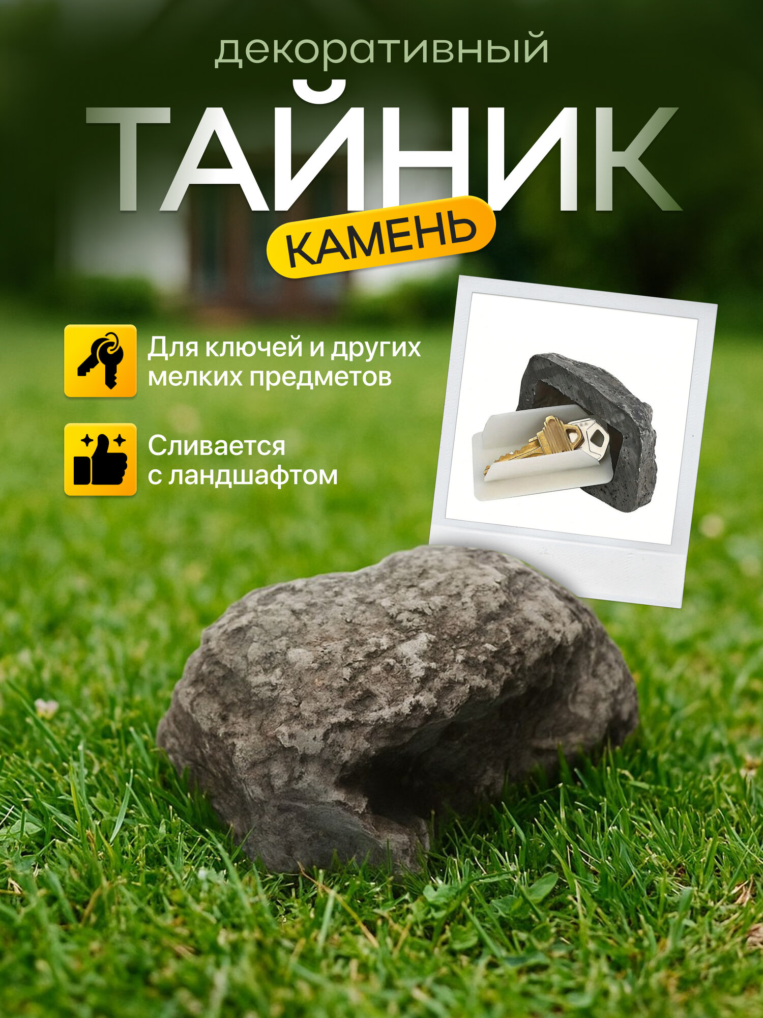 Скрытый ящик для ключей, тайник в виде камня, скрытый сейф для дома и дачи