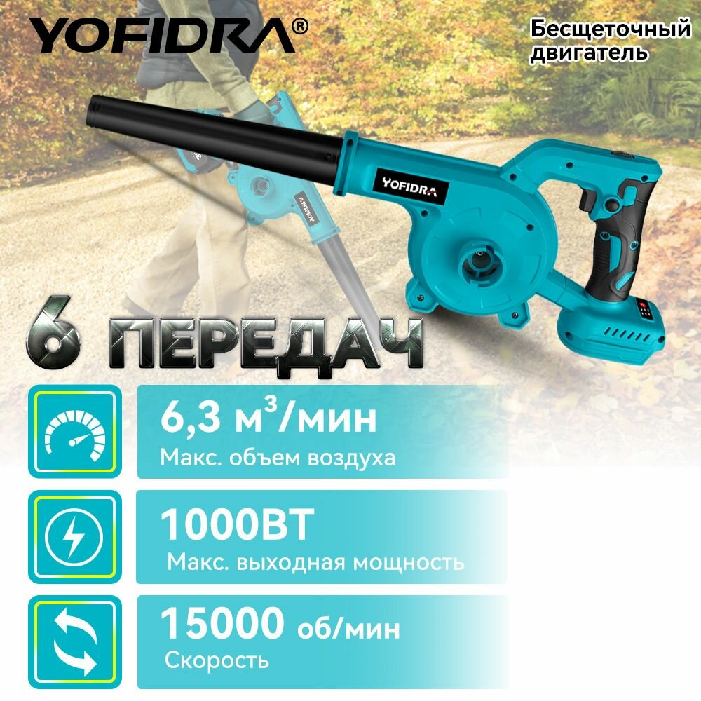 Ветродуйка / Садовая воздуходувка-пылесос электрический YOFIDRA ( 1000 Вт Скорость потока 6m3/min ветродуйка Садовая воздуходувка-пылесос измельчитель )