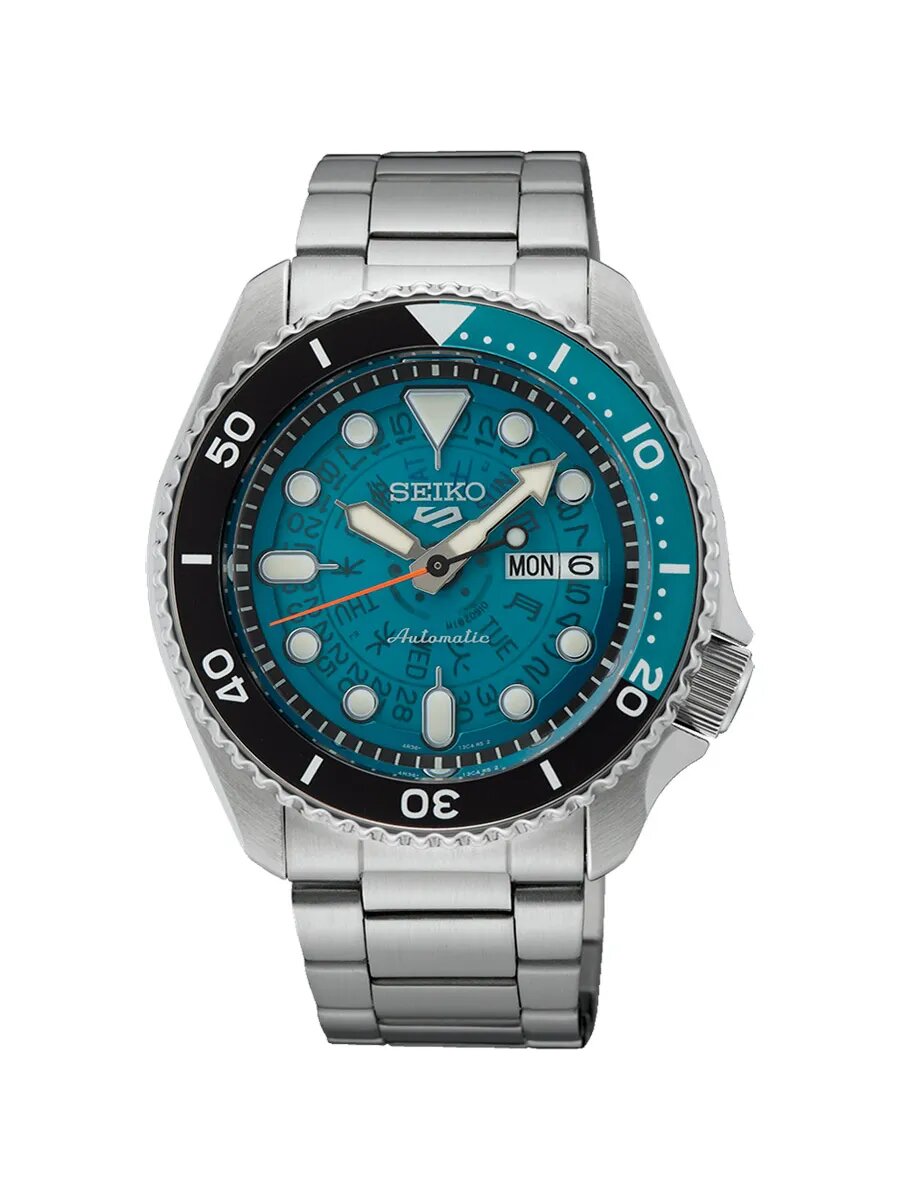 Наручные часы SEIKO 5 Sports, бирюзовый/серебристый