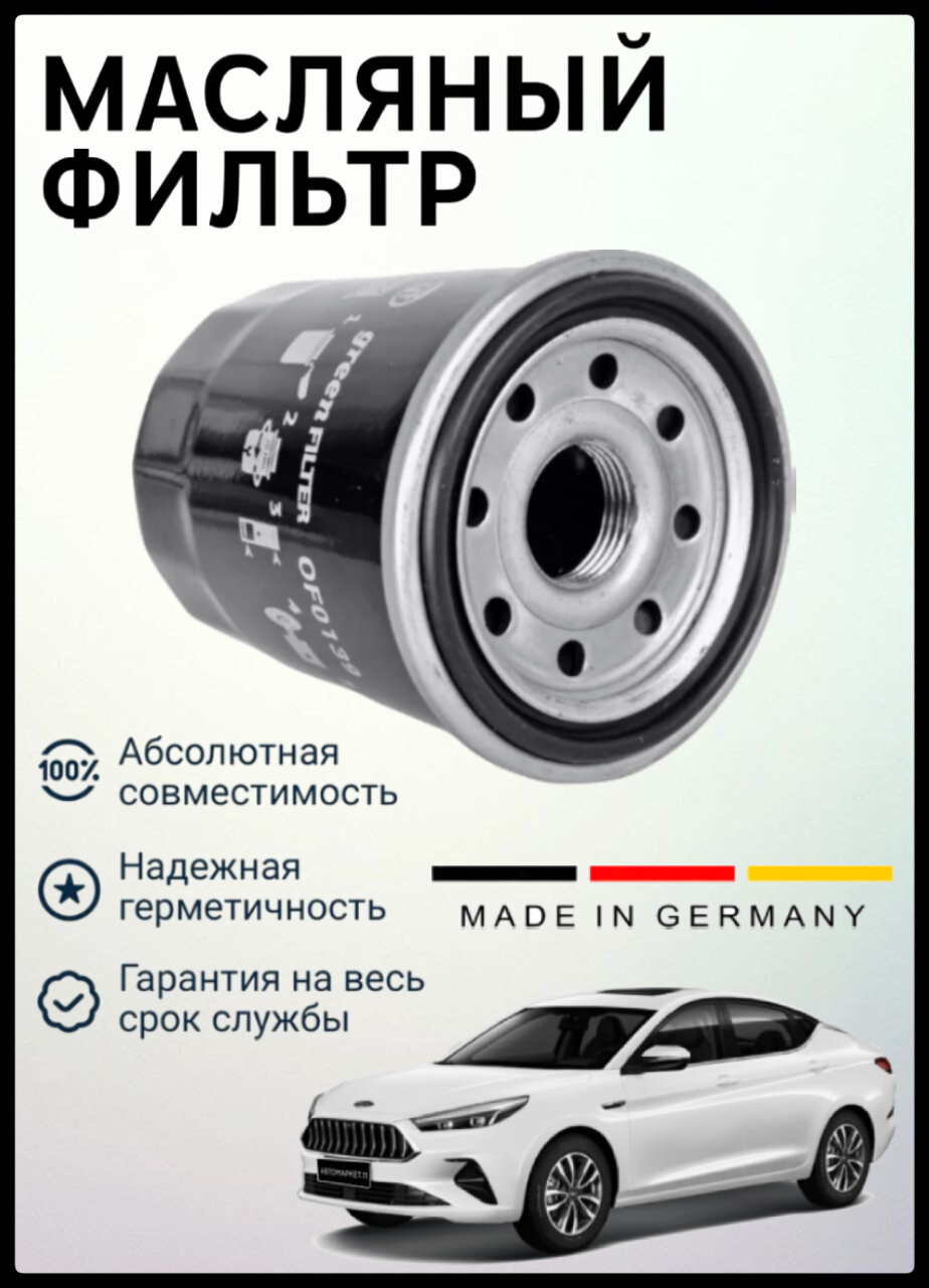 Фильтр масляный JAC J7, Mitsubishi Lancer, ASX, Outlander, Honda Accord, HAVAL Jolion, F7, Dargo